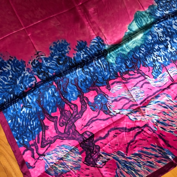 MOSI art scarf square bold pinks blue Van Gogh - Picture 4 of 11